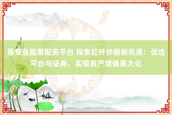 最专业股票配资平台 探索杠杆炒股新机遇：优选平台与证券，实现资产增值最大化