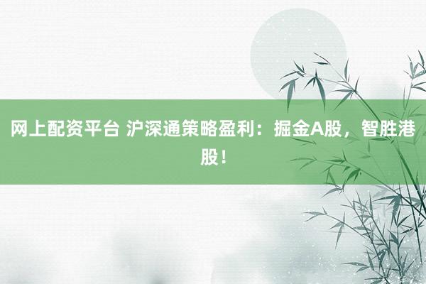 网上配资平台 沪深通策略盈利：掘金A股，智胜港股！