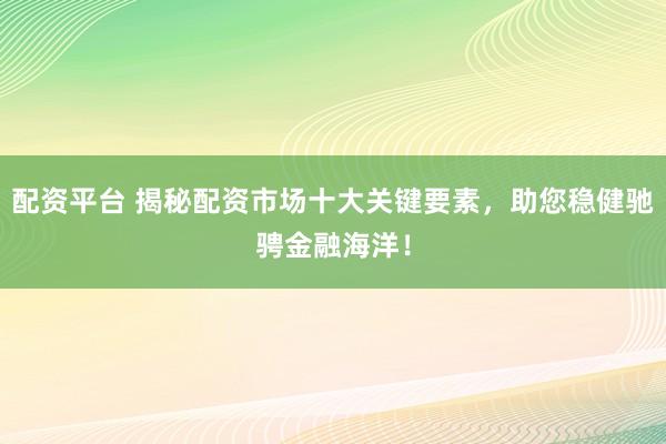 配资平台 揭秘配资市场十大关键要素，助您稳健驰骋金融海洋！