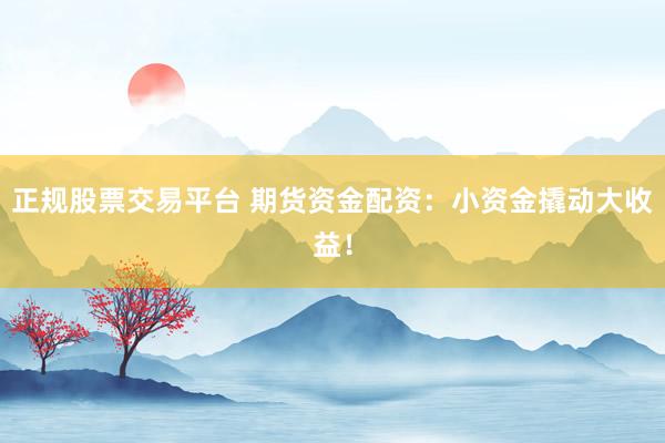 正规股票交易平台 期货资金配资：小资金撬动大收益！