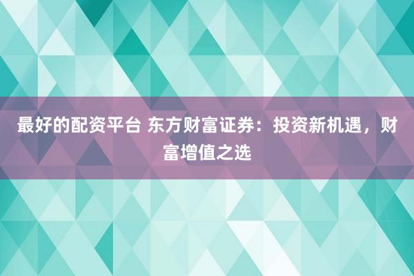 最好的配资平台 东方财富证券：投资新机遇，财富增值之选