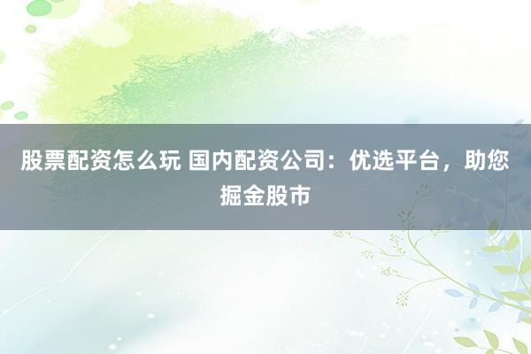 股票配资怎么玩 国内配资公司：优选平台，助您掘金股市