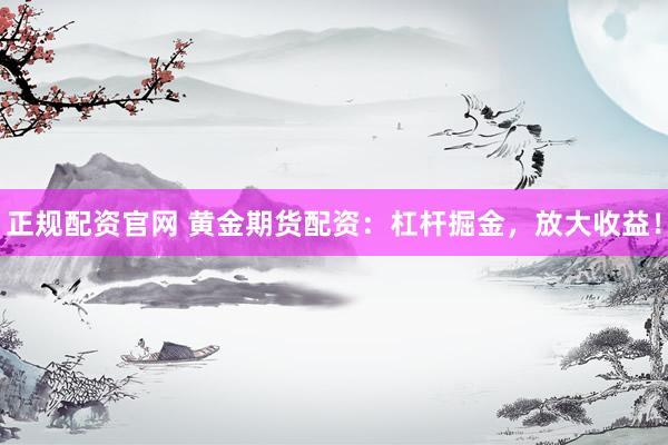 正规配资官网 黄金期货配资：杠杆掘金，放大收益！