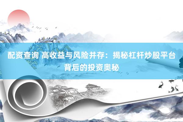 配资查询 高收益与风险并存：揭秘杠杆炒股平台背后的投资奥秘