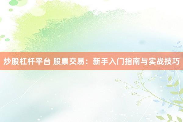 炒股杠杆平台 股票交易：新手入门指南与实战技巧
