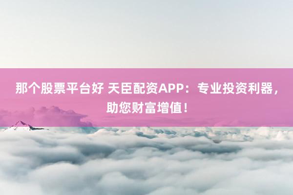 那个股票平台好 天臣配资APP：专业投资利器，助您财富增值！