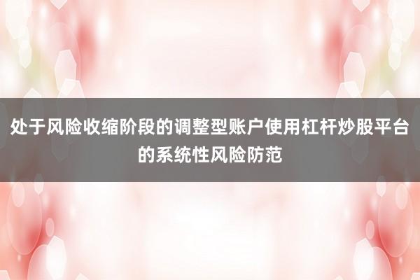 处于风险收缩阶段的调整型账户使用杠杆炒股平台的系统性风险防范