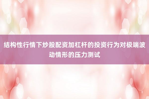 结构性行情下炒股配资加杠杆的投资行为对极端波动情形的压力测试