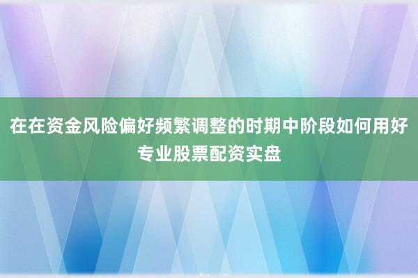 在在资金风险偏好频繁调整的时期中阶段如何用好专业股票配资实盘
