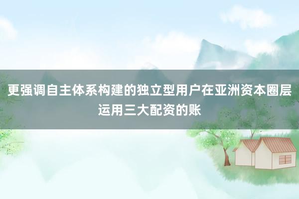 更强调自主体系构建的独立型用户在亚洲资本圈层运用三大配资的账