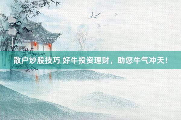 散户炒股技巧 好牛投资理财，助您牛气冲天！