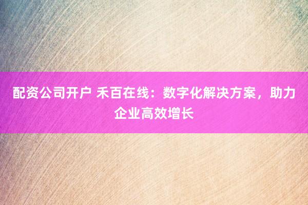 配资公司开户 禾百在线：数字化解决方案，助力企业高效增长