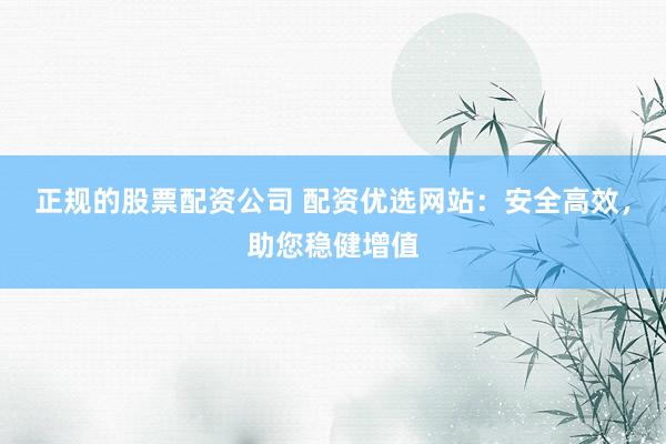 正规的股票配资公司 配资优选网站：安全高效，助您稳健增值